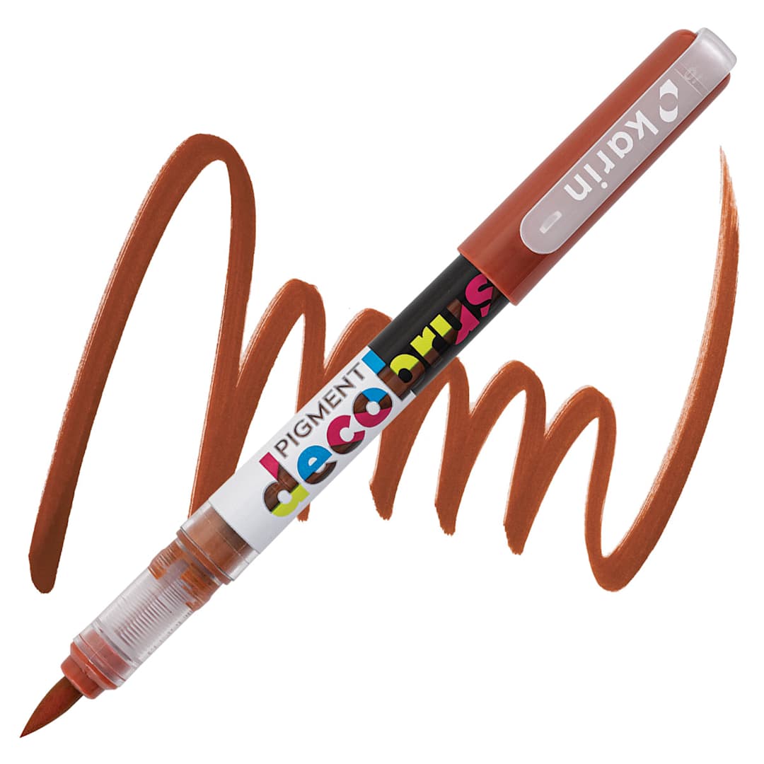 Open in modal - Karin Pigment Decobrush Marker - Copper Brown marker and swatch