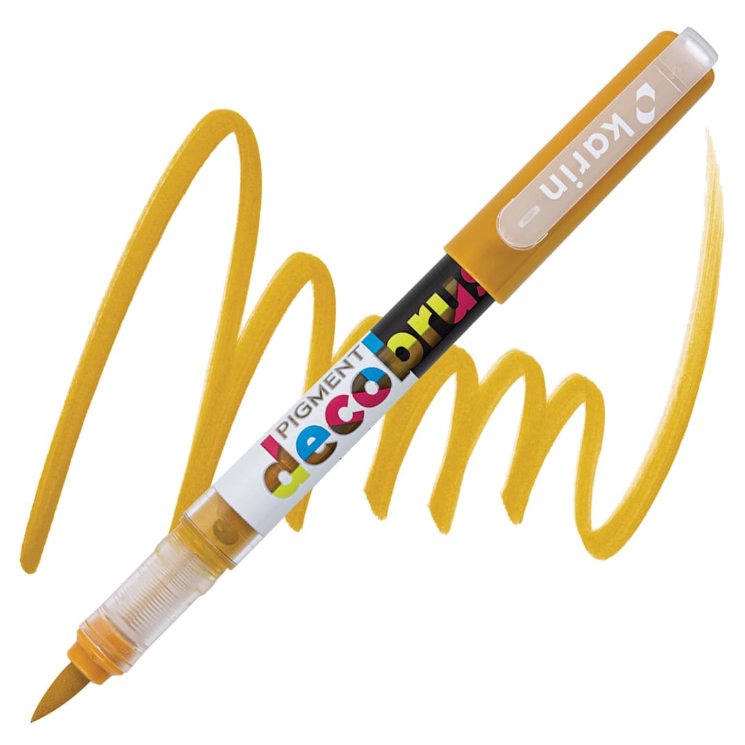 Open in modal - Karin Pigment Decobrush Marker - Ochre marker and swatch