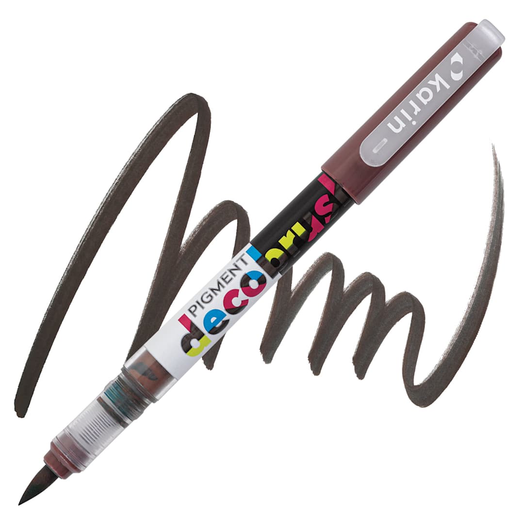 Open in modal - Karin Pigment Decobrush Marker - Cocoa marker and swatch