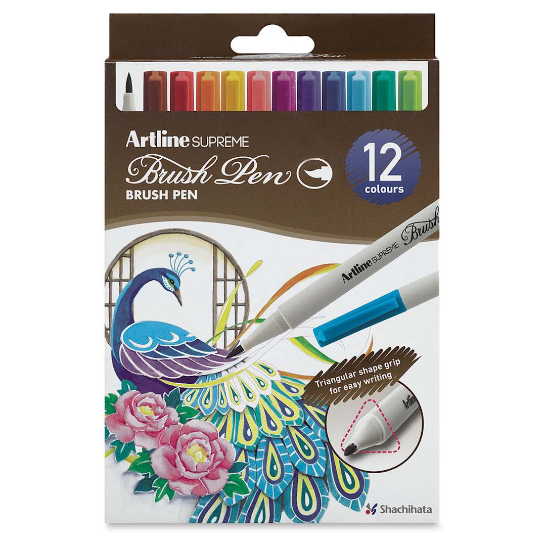 Open in modal - Artline Supreme Brush Pens - Set of 12, Assorted Colors (front of package)