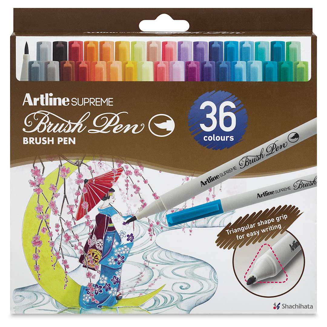 Open in modal - Artline Supreme Brush Pens - Set of 36, Assorted Colors (front of package)