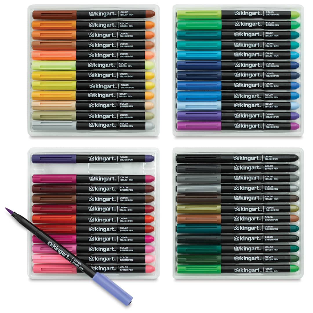 Open in modal - Kingart Pro Coloring Brush Pens - Set of 48
