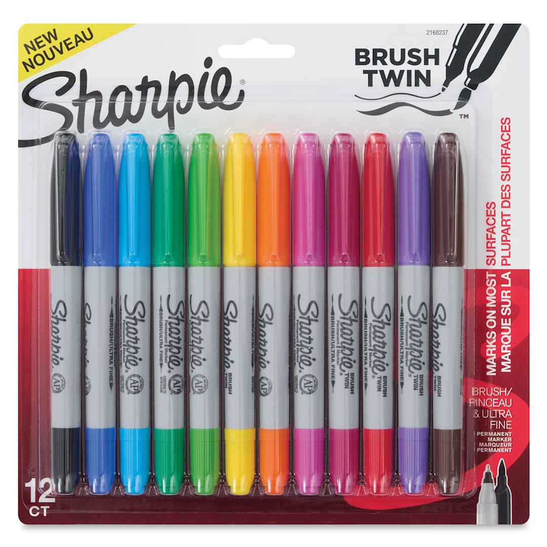Open in modal - Sharpie Brush Twin Tip Markers - Assorted, Set of 12 (in package)