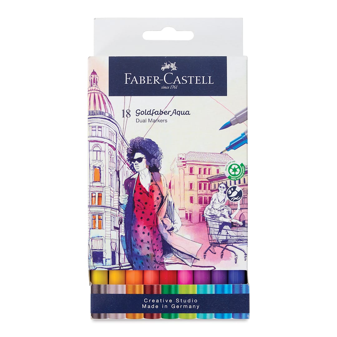 Open in modal - Faber-Castell Goldfaber Aqua Dual Markers - Assorted, Set of 18