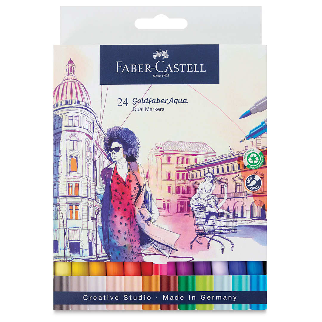Open in modal - Faber-Castell Goldfaber Aqua Dual Markers - Assorted, Set of 24