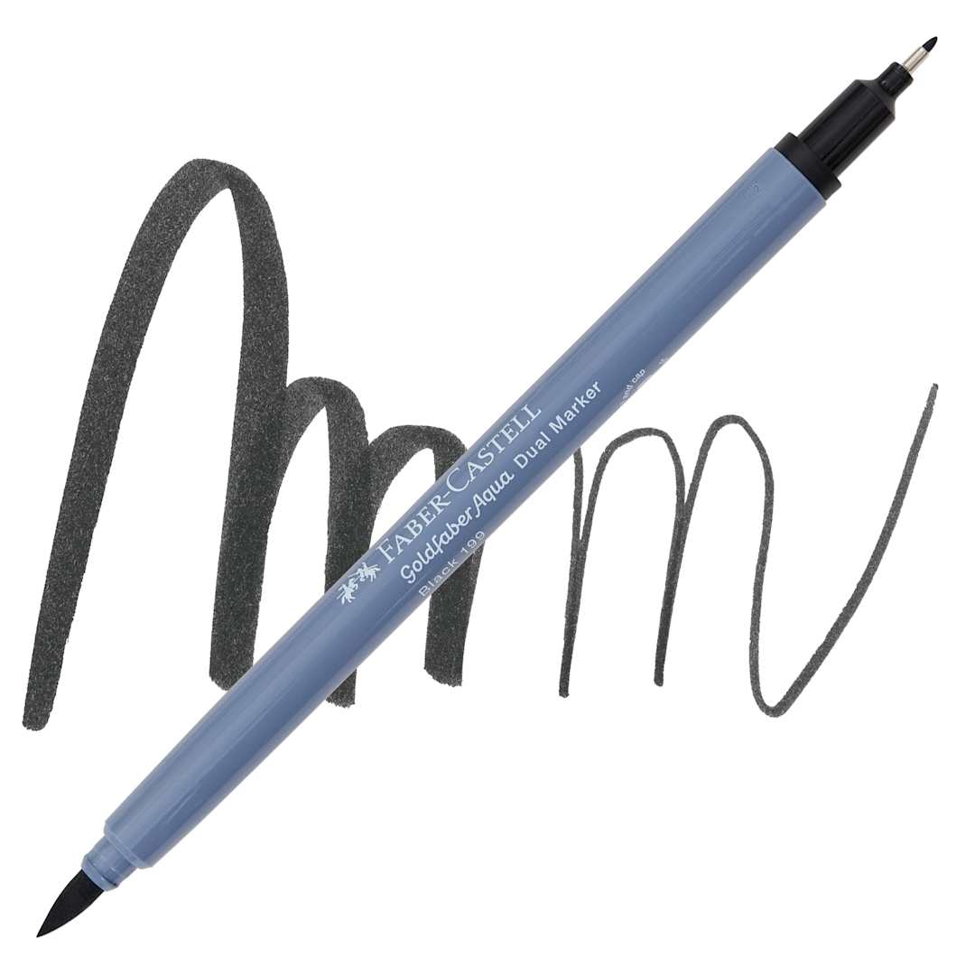 Open in modal - Faber-Castell Goldfaber Aqua Dual Marker - 199 Black marker and swatch