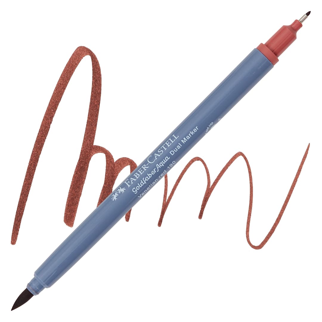Open in modal - Faber-Castell Goldfaber Aqua Dual Marker - 190 Venetian Red marker and swatch