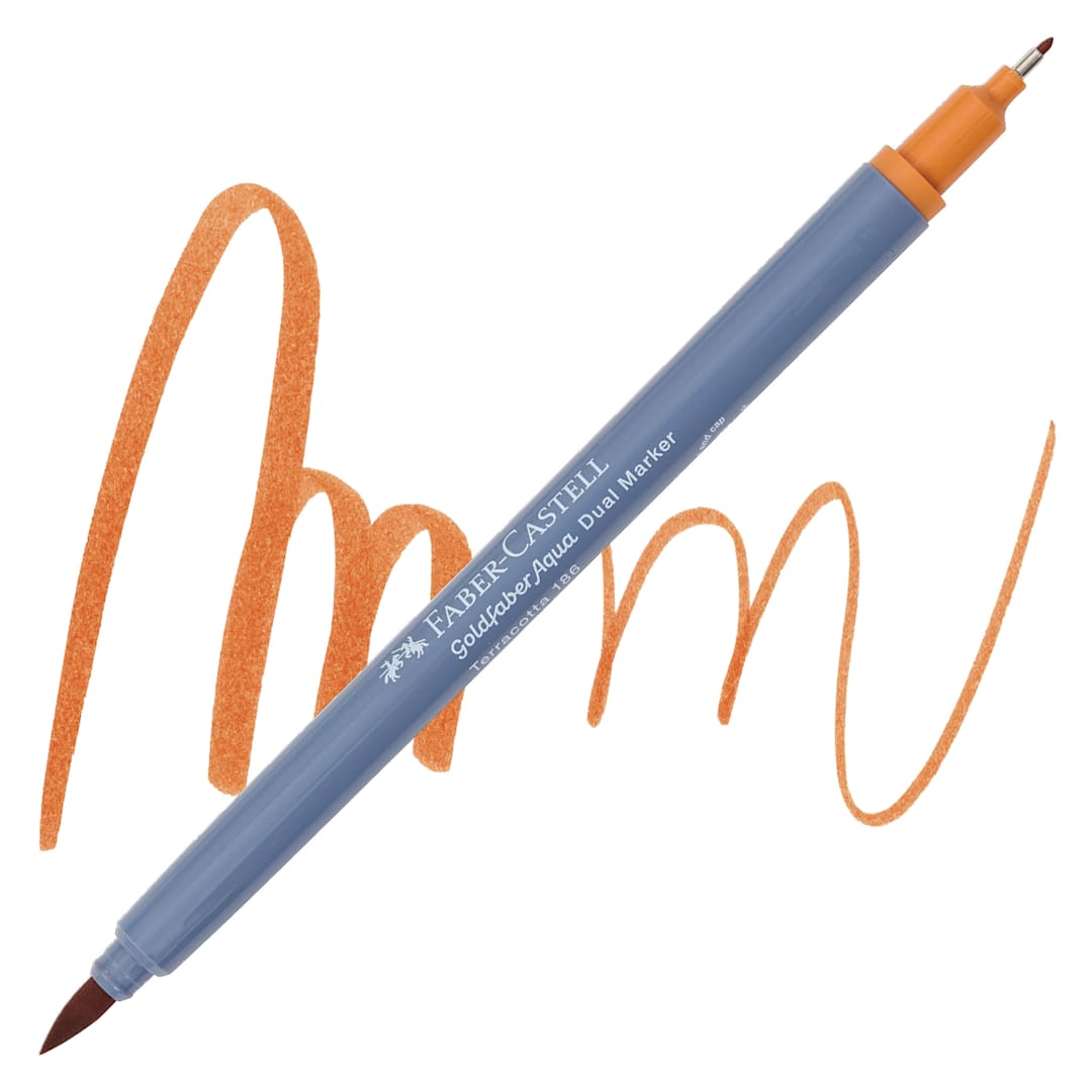 Open in modal - Faber-Castell Goldfaber Aqua Dual Marker - 186 Terracotta marker and swatch
