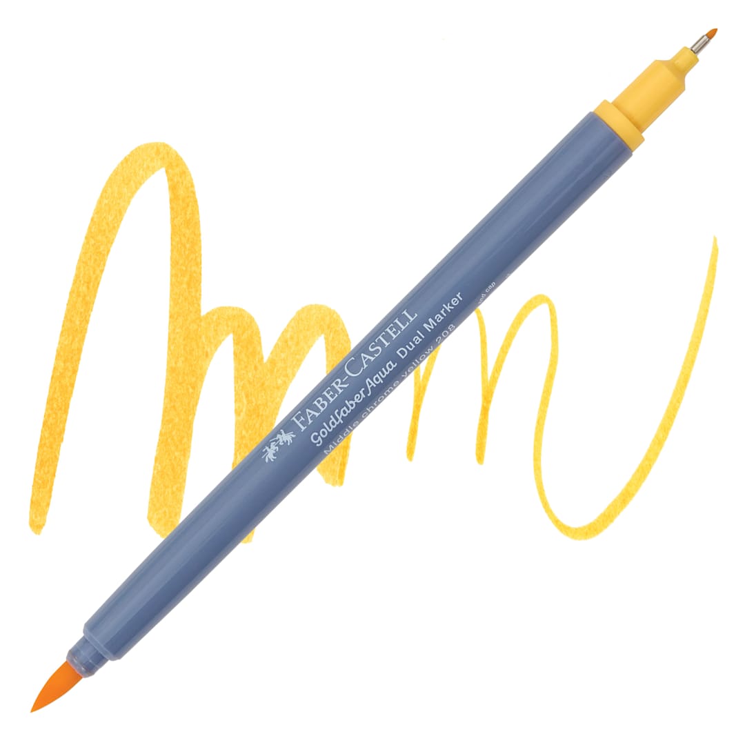 Open in modal - Faber-Castell Goldfaber Aqua Dual Marker - 208 Middle Chrome Yellow marker and swatch