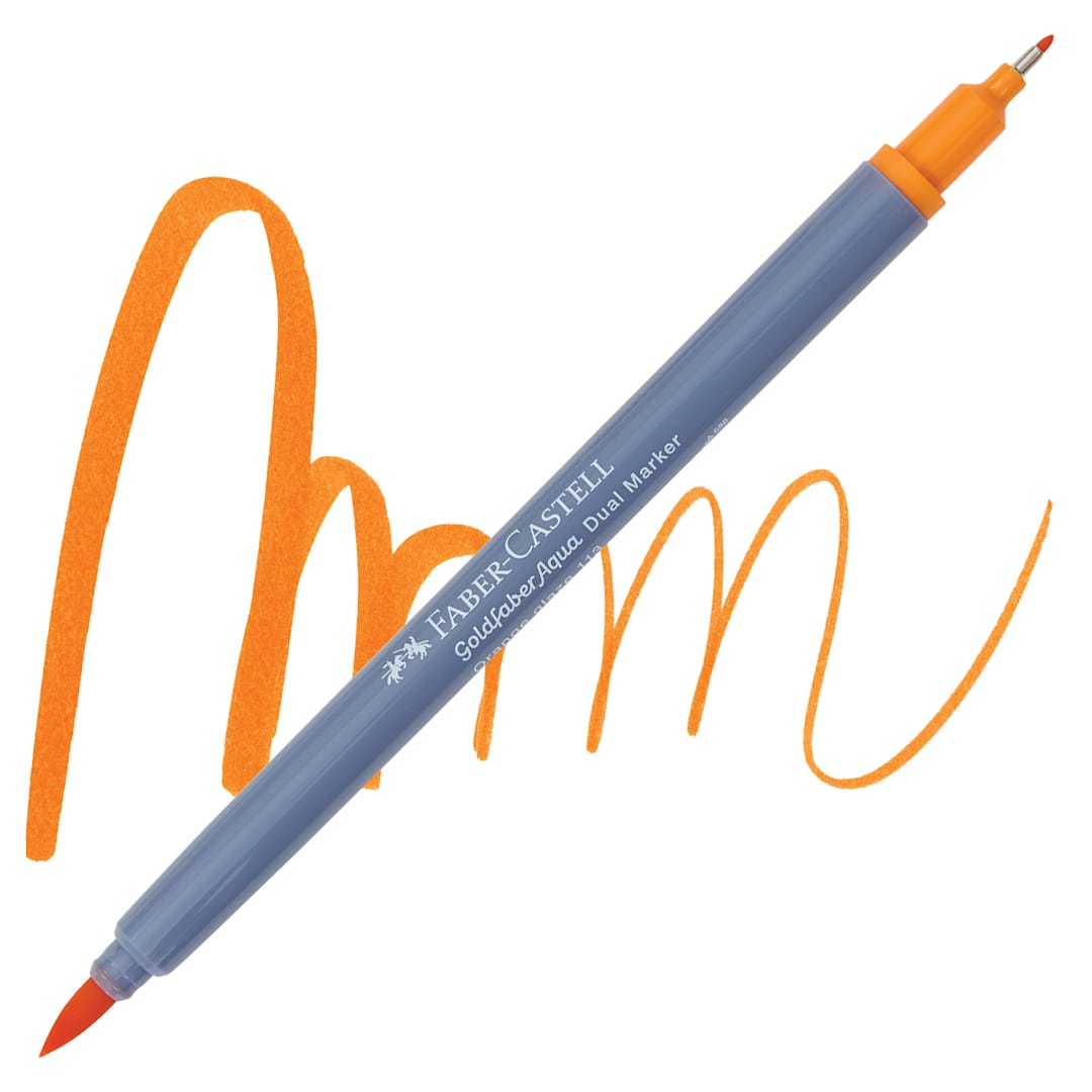 Open in modal - Faber-Castell Goldfaber Aqua Dual Marker - 113 Orange Glaze marker and swatch