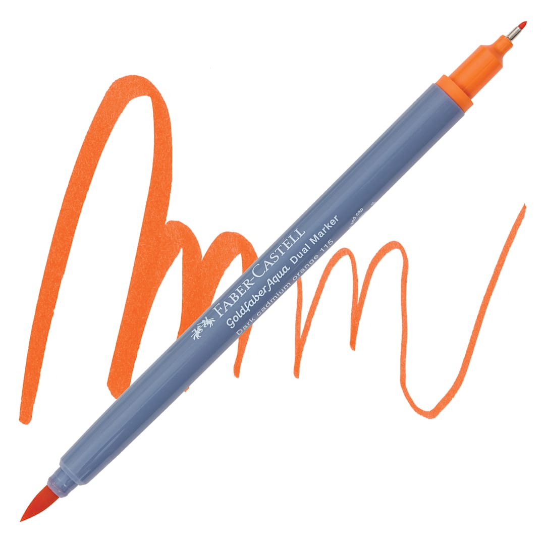 Open in modal - Faber-Castell Goldfaber Aqua Dual Marker - 115 Dark Cadmium Orange marker and swatch