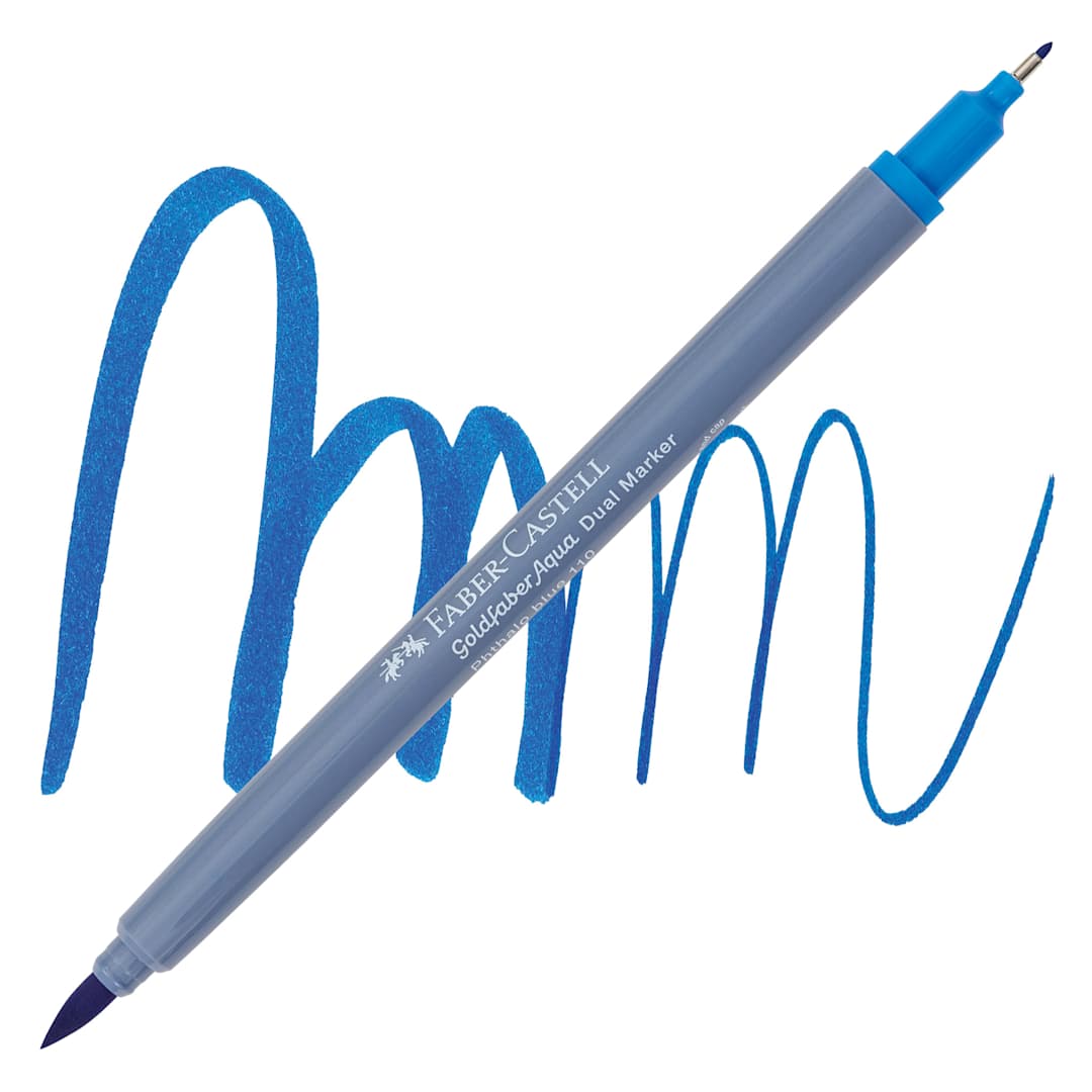 Open in modal - Faber-Castell Goldfaber Aqua Dual Marker - 110 Phthalo Blue marker and swatch