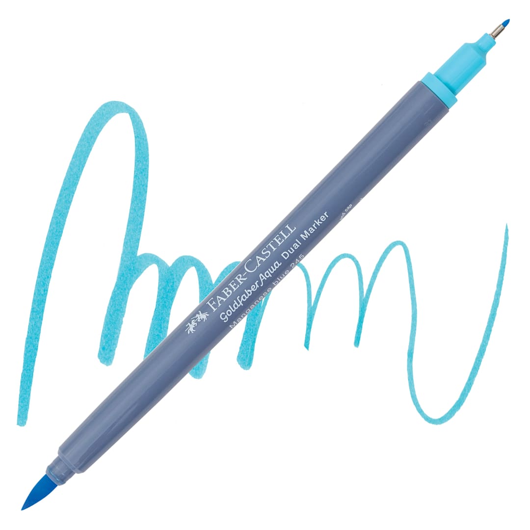 Open in modal - Faber-Castell Goldfaber Aqua Dual Marker - 245 Manganese Blue marker and swatch