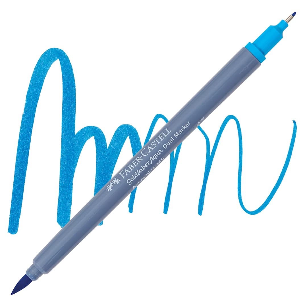 Open in modal - Faber-Castell Goldfaber Aqua Dual Marker - 449 Azure Blue marker and swatch