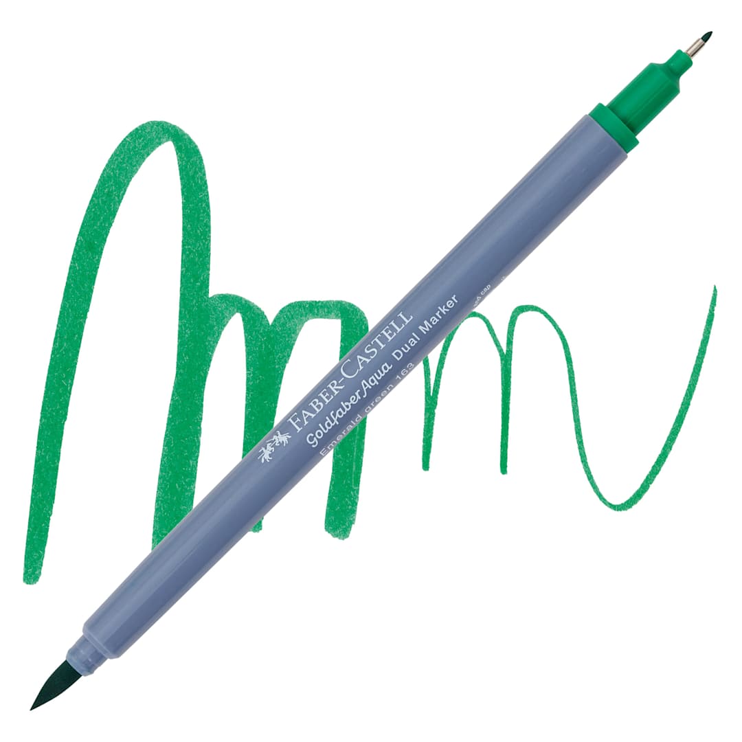 Open in modal - Faber-Castell Goldfaber Aqua Dual Marker - 163 Emerald Green marker and swatch