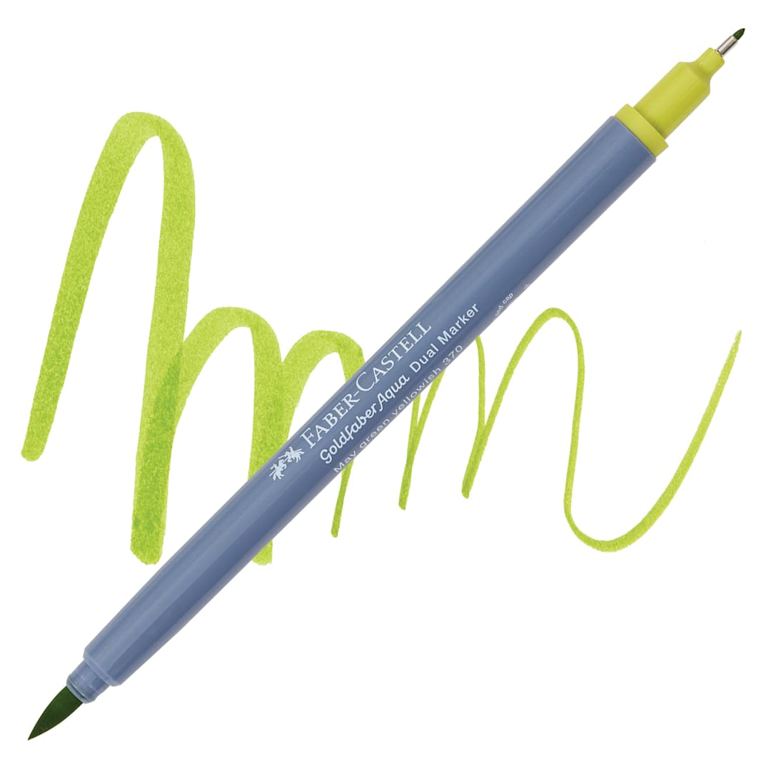 Open in modal - Faber-Castell Goldfaber Aqua Dual Marker - 370 May Green Yellowish marker and swatch