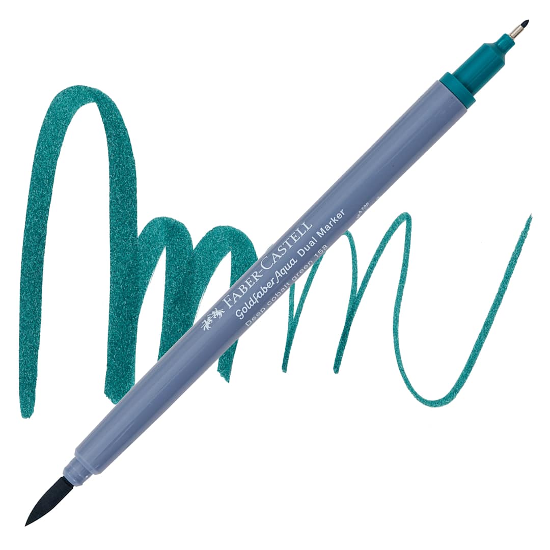 Open in modal - Faber-Castell Goldfaber Aqua Dual Marker - 158 Deep Cobalt Green marker and swatch