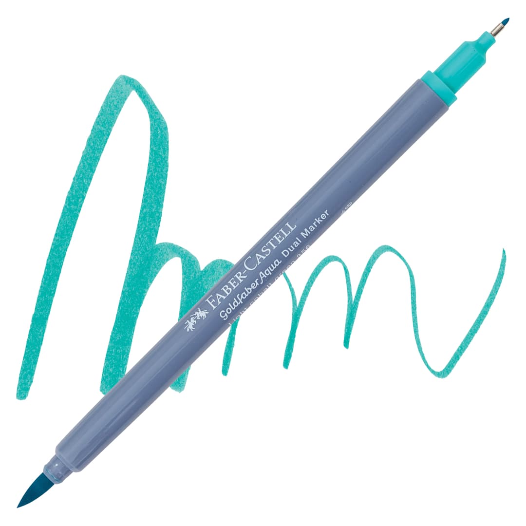 Open in modal - Faber-Castell Goldfaber Aqua Dual Marker - 356 Light Cobalt Green marker and swatch
