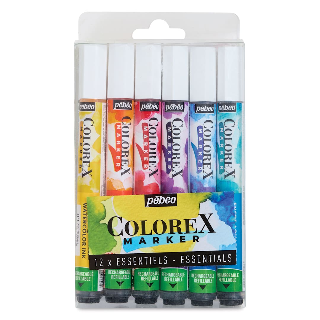 Open in modal - Pebeo Colorex Refillable Markers - Set of 12, Essentials, front of packaging