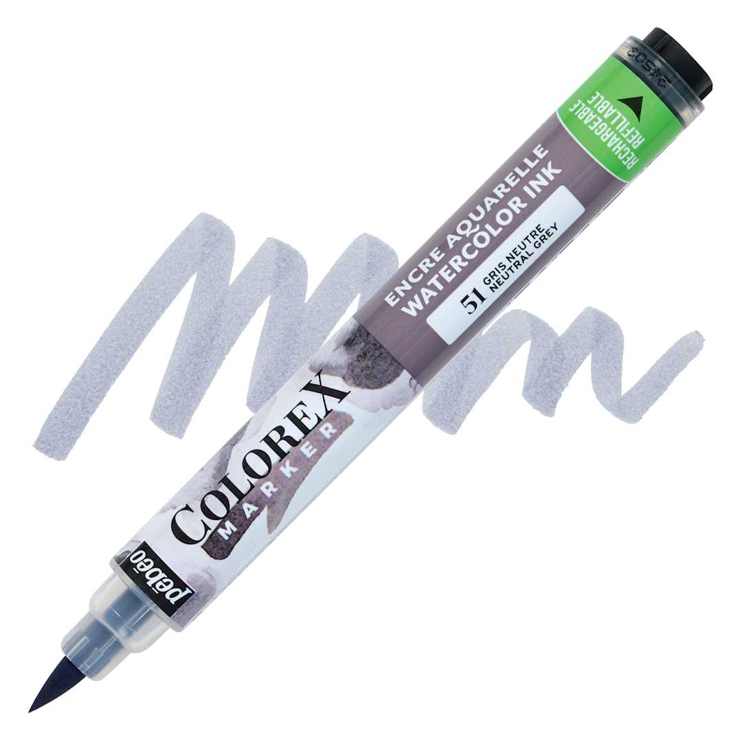Open in modal - Pebeo Colorex Refillable Marker - Neutral Grey marker and swatch