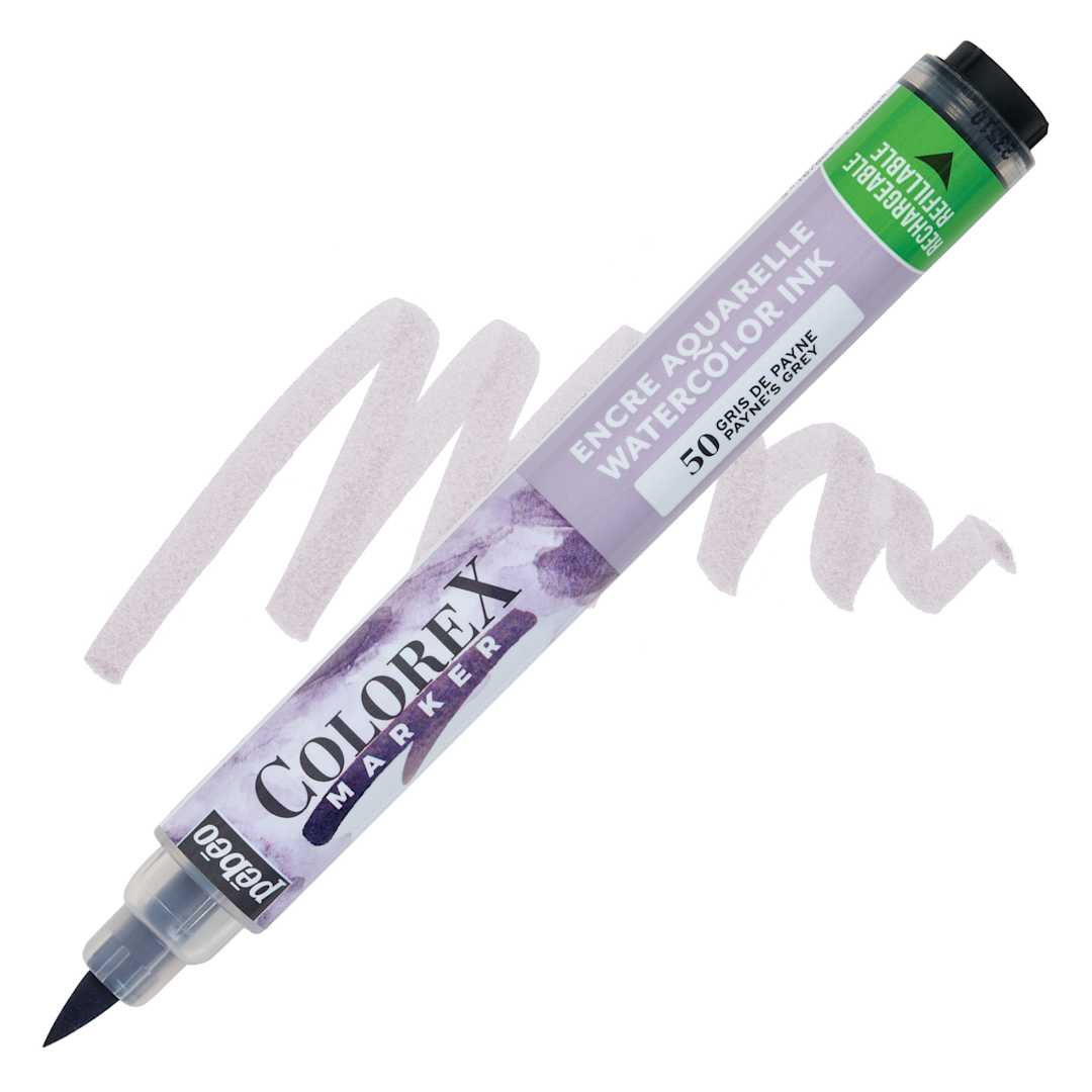 Open in modal - Pebeo Colorex Refillable Marker - Payne's Grey marker and swatch