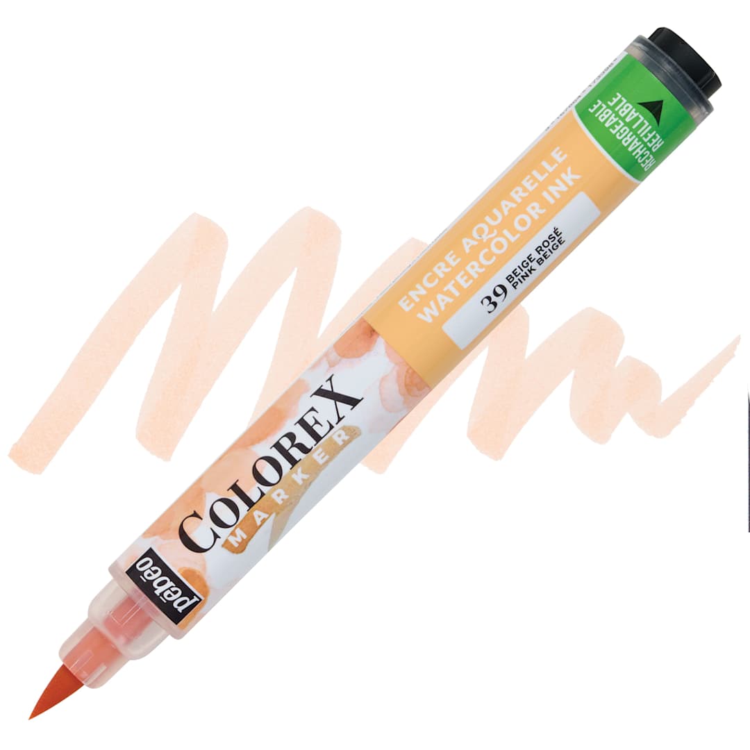 Open in modal - Pebeo Colorex Refillable Marker - Pink Beige marker and swatch