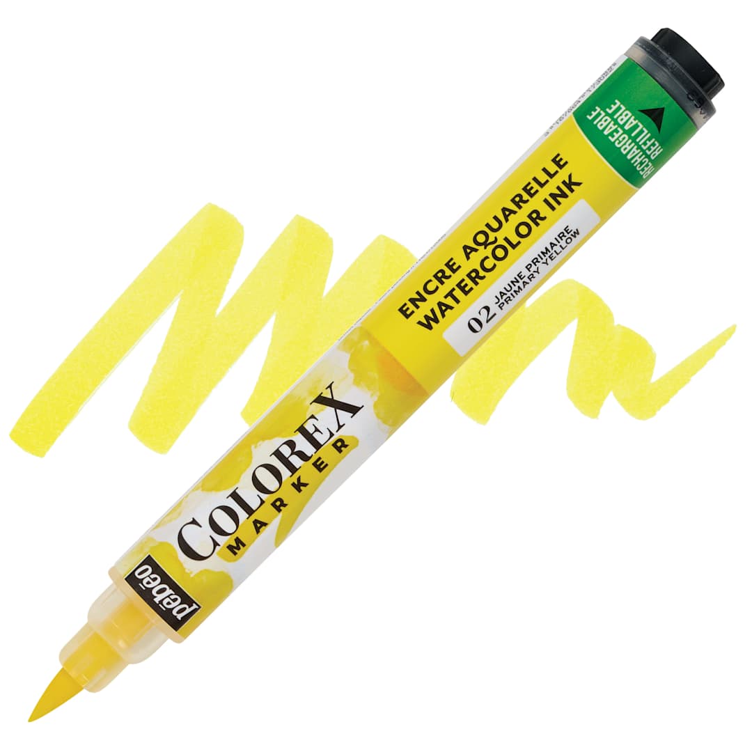 Open in modal - Pebeo Colorex Refillable Marker - Primary Yellow marker and swatch