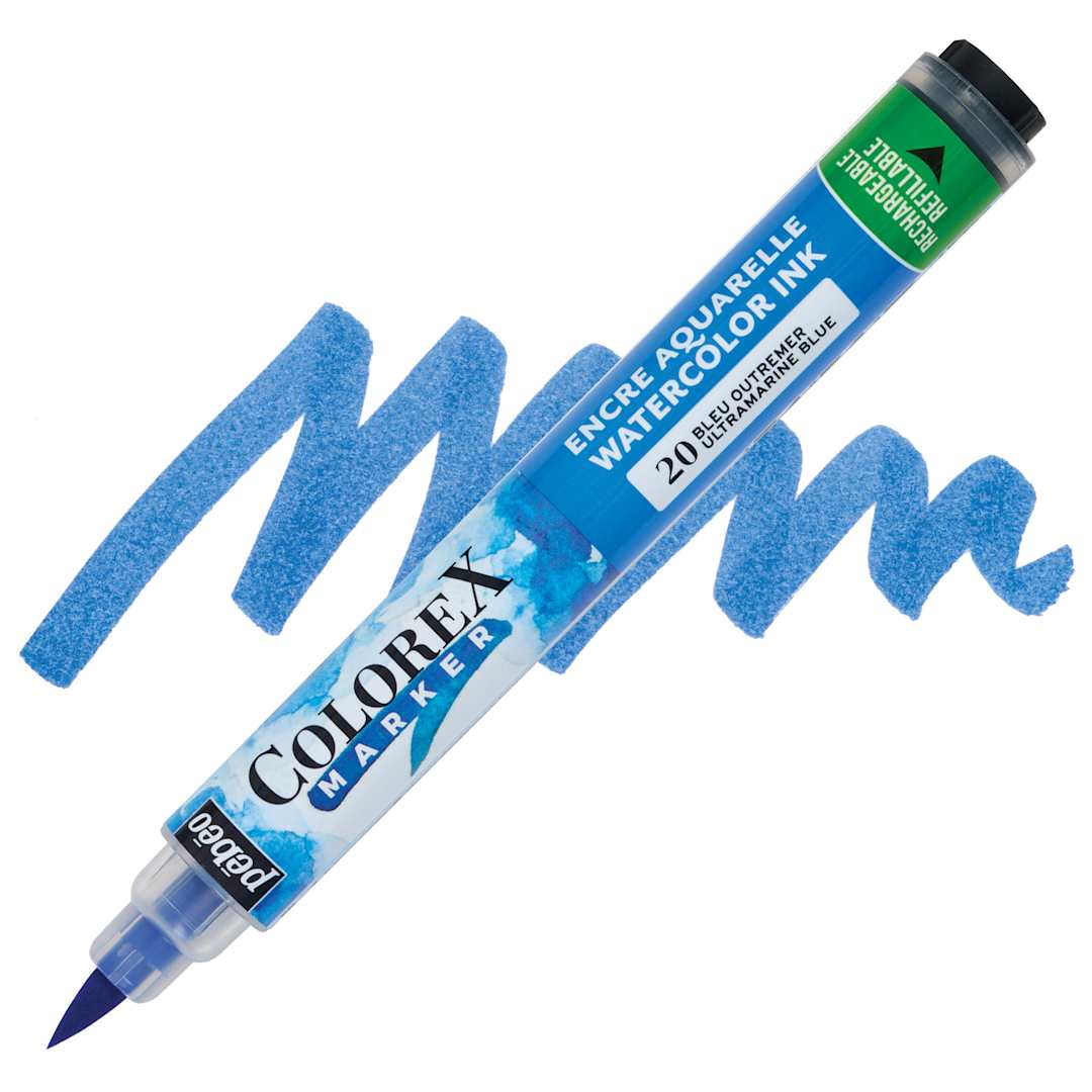 Open in modal - Pebeo Colorex Refillable Marker - Ultramarine Blue marker and swatch