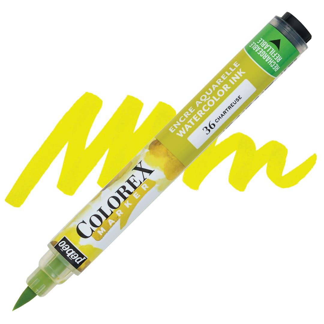 Open in modal - Pebeo Colorex Refillable Marker - Chartreuse marker and swatch