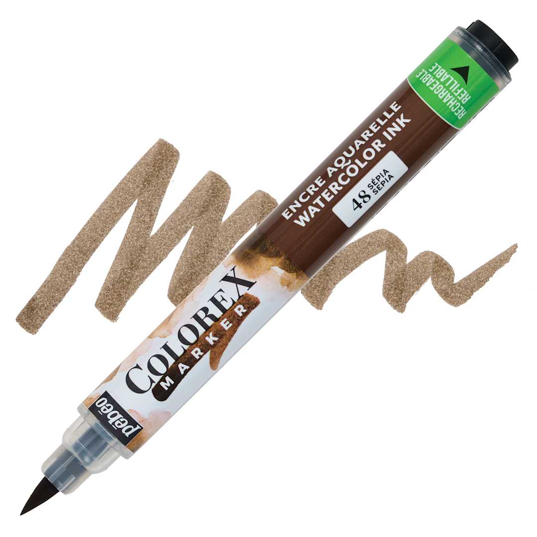 Open in modal - Pebeo Colorex Refillable Marker - Sepia marker and swatch