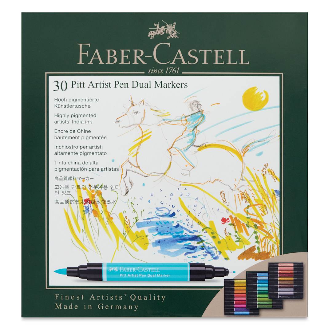 Open in modal - Faber-Castell Pitt Artist Pen Dual Tip Markers - Set of 30 front of package