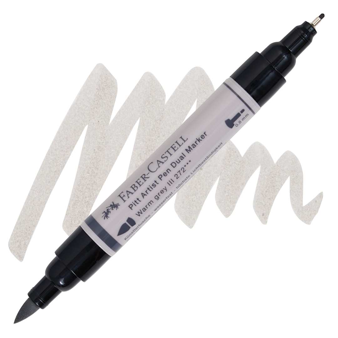 Open in modal - Faber-Castell Pitt Artist Pen Dual Tip Marker - Warm Grey III 272 marker and swatch