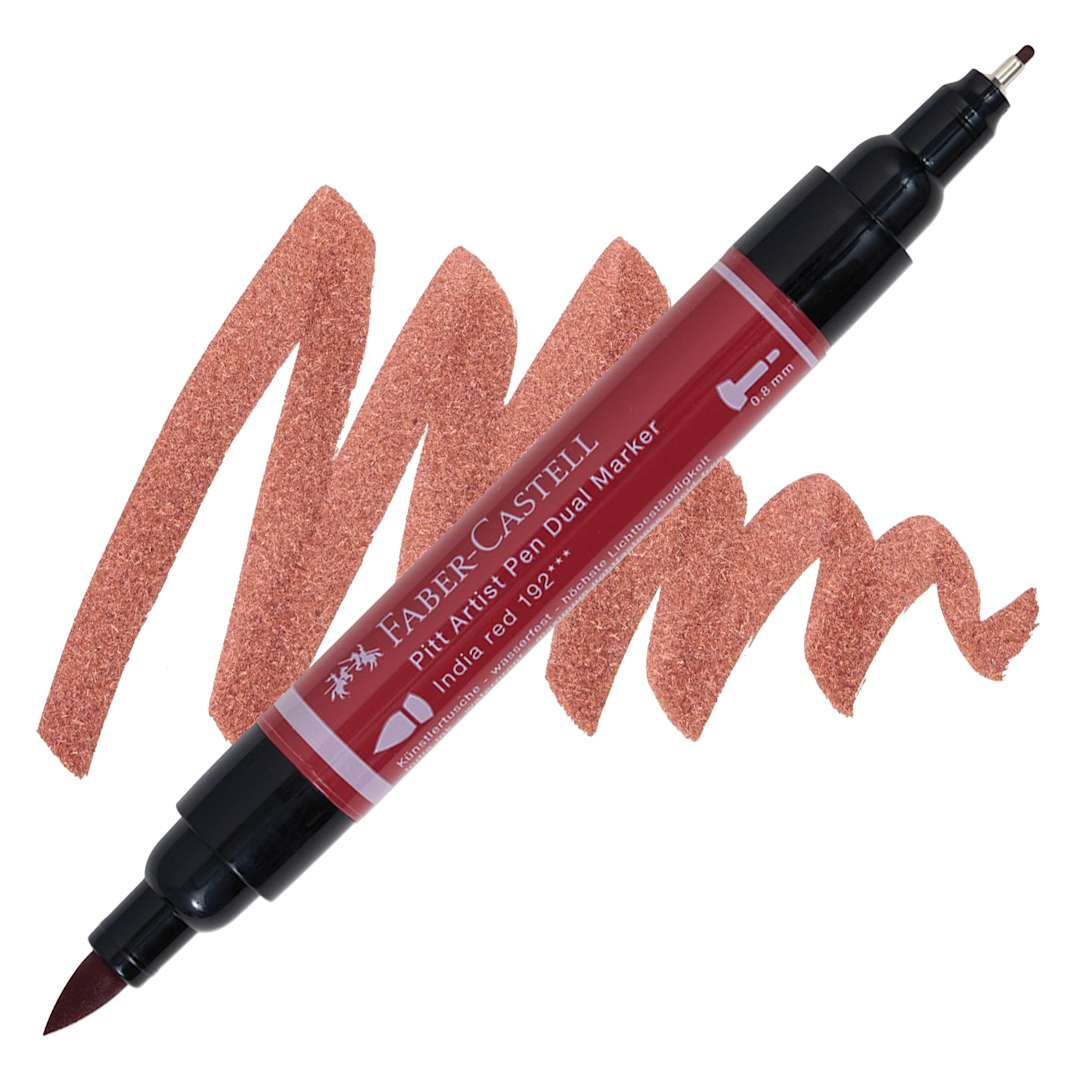Open in modal - Faber-Castell Pitt Artist Pen Dual Tip Marker - Indian Red 192 marker and swatch