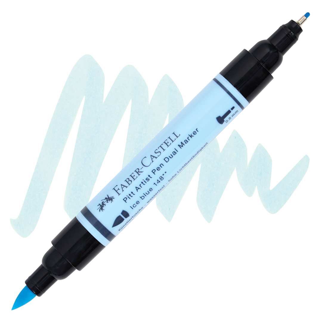 Open in modal - Faber-Castell Pitt Artist Pen Dual Tip Marker - Ice Blue 148 marker and swatch