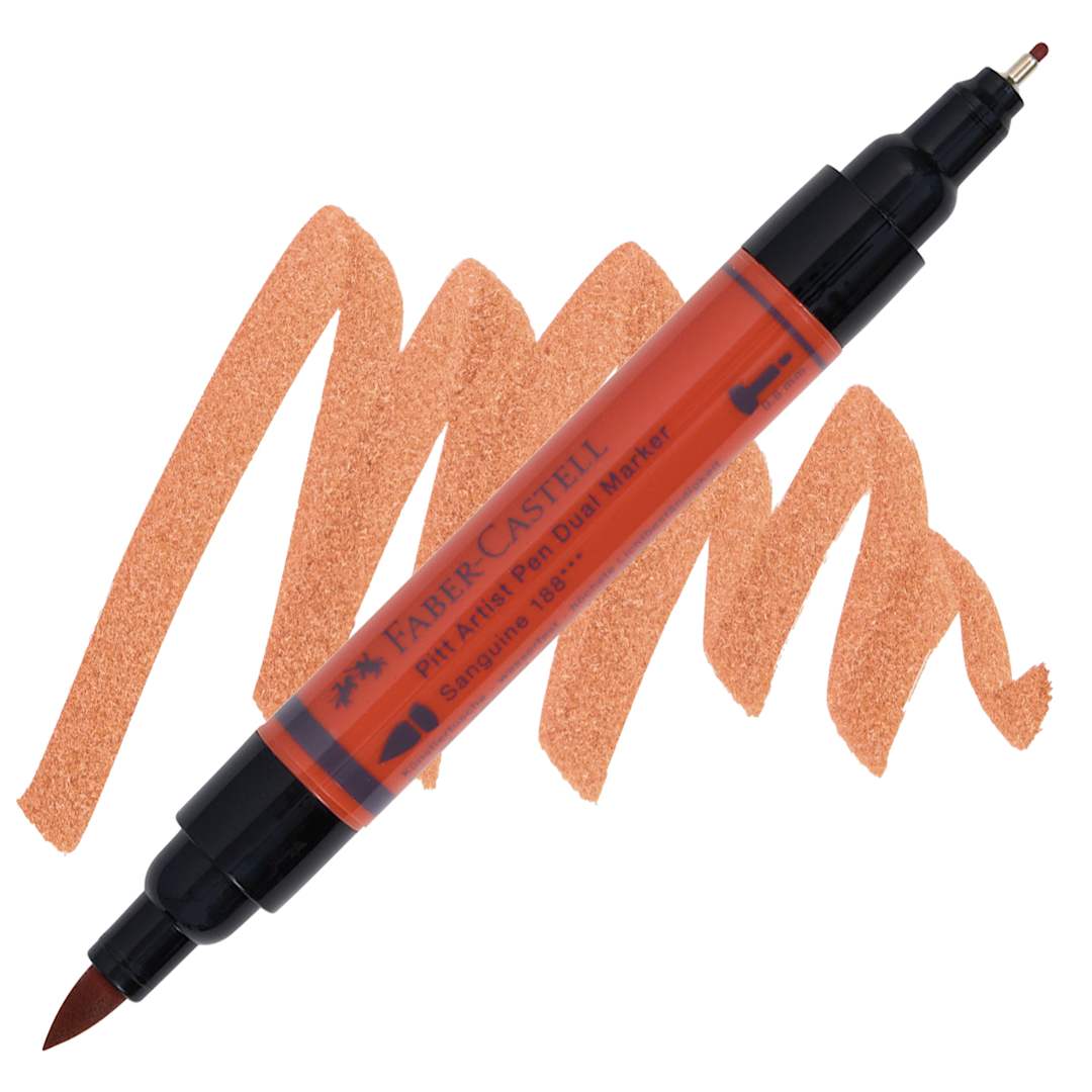 Open in modal - Faber-Castell Pitt Artist Pen Dual Tip Marker - Sanguine 188 marker and swatch