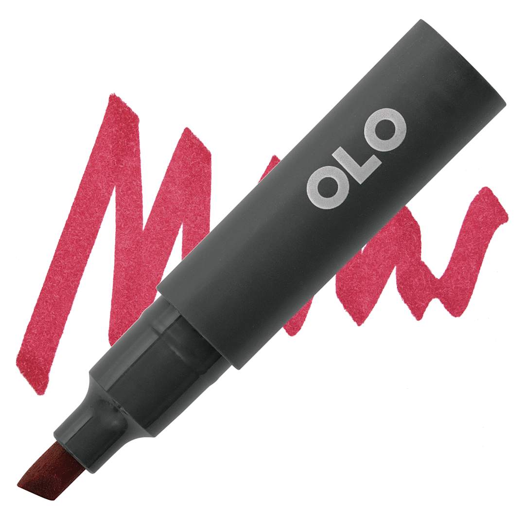 Open in modal - Olo Chisel-Tip Half Marker - R0.6 Cranberry marker and swatch