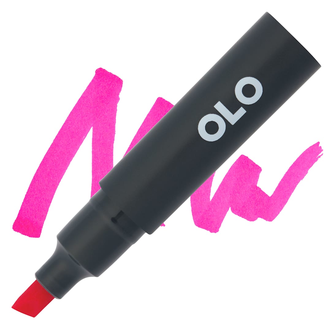 Open in modal - Olo Chisel-Tip Half Marker - RV1.5 Bougainvillea - Marker and Swatch