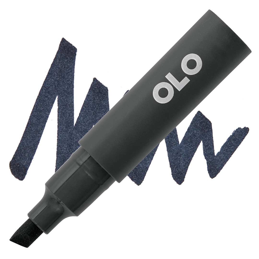 Open in modal - Olo Chisel-Tip Half Marker - BK Blue Black marker and swatch