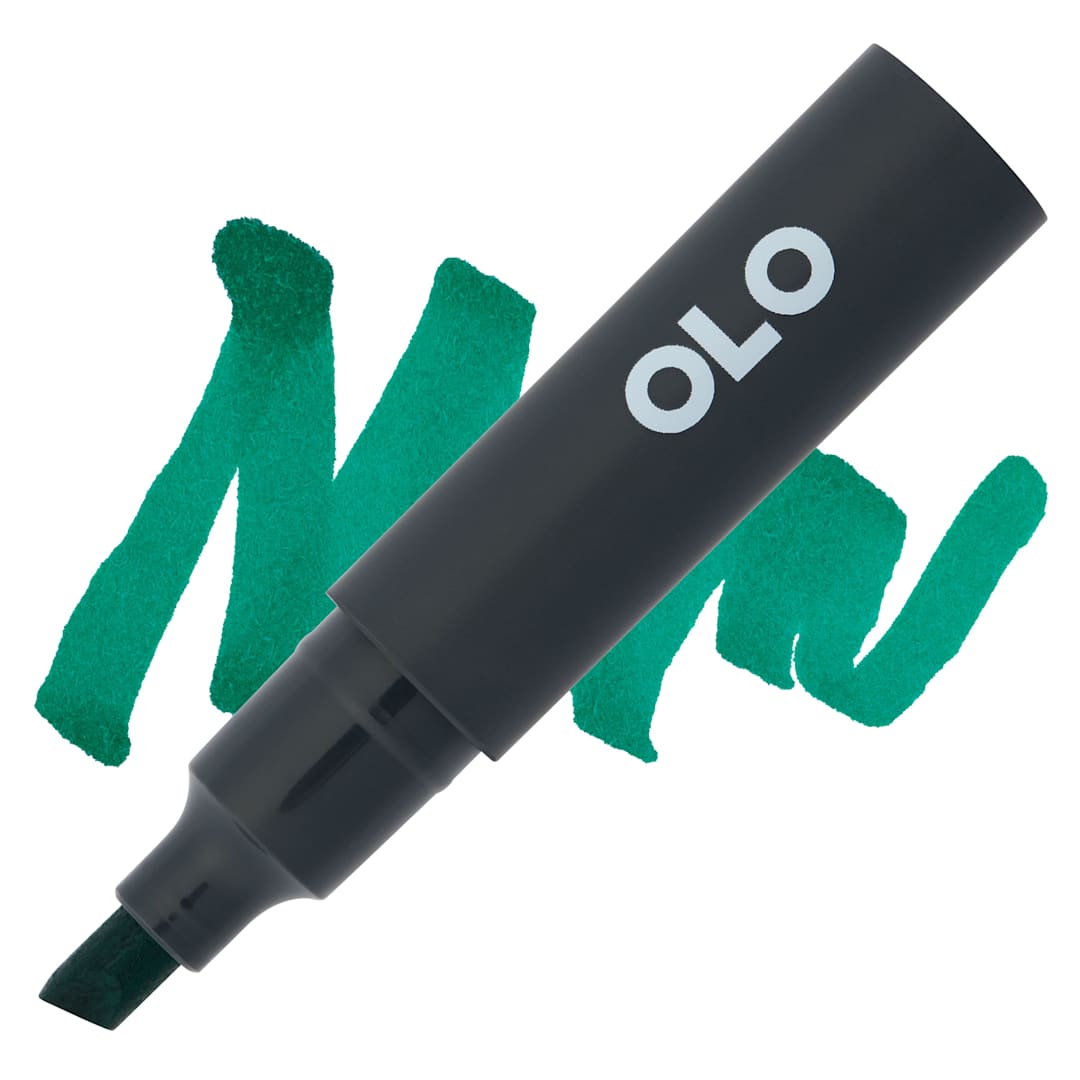 Open in modal - Olo Chisel-Tip Half Marker - G0.6 Emerald - Marker and Swatch