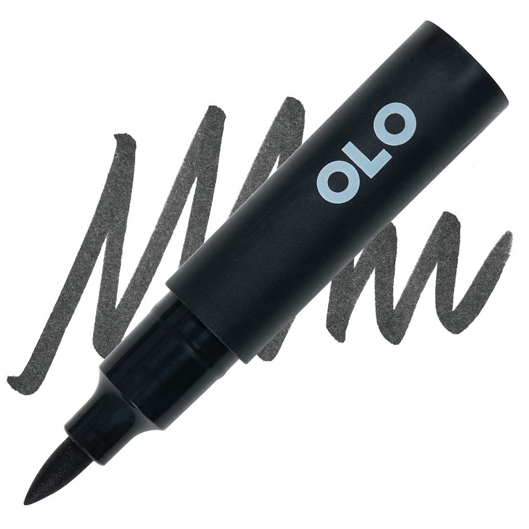 Open in modal - Olo Brush-Tip Half Marker - K Pure Black marker and swatch