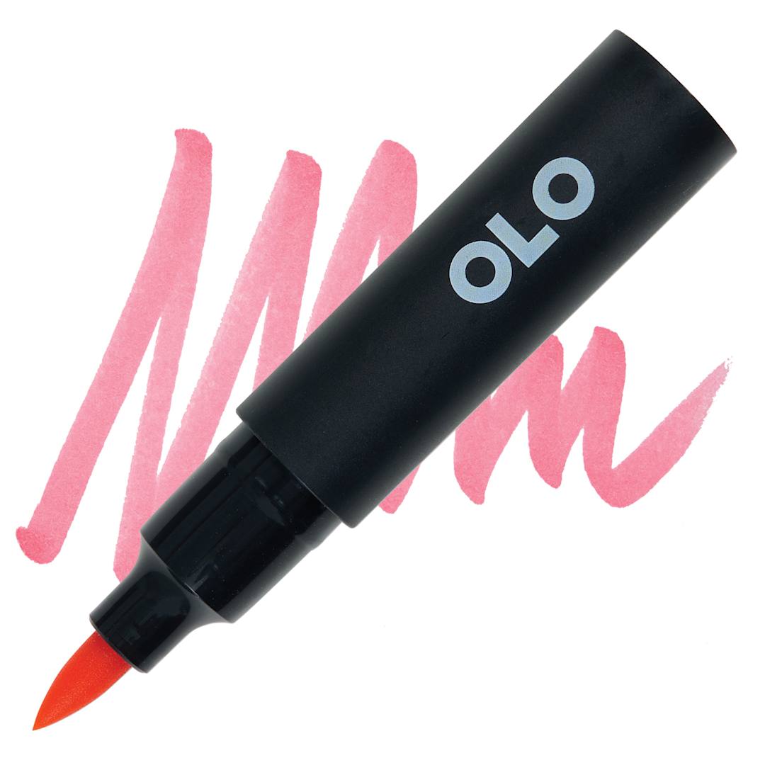 Open in modal - Olo Brush-Tip Half Marker - R0.3 Coral marker and swatch
