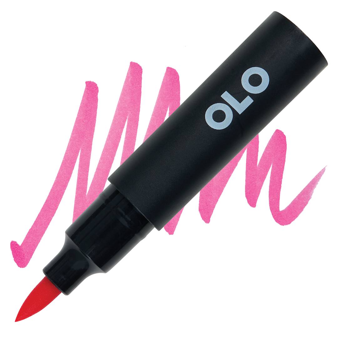 Open in modal - Olo Brush-Tip Half Marker - RV0.4 Hot Pink marker and swatch