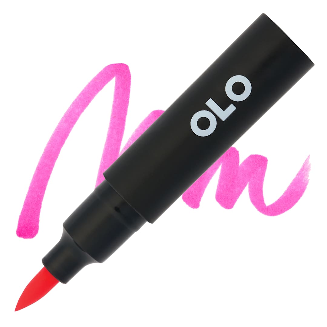 Open in modal - Olo Brush-Tip Half Marker - RV1.3 Pink Lotus - Marker and Swatch