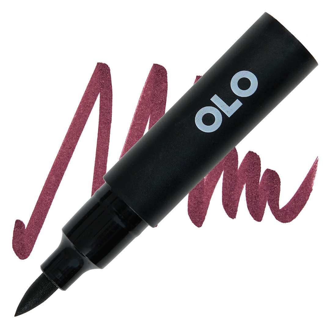 Open in modal - Olo Brush-Tip Half Marker - R1.8 Maroon marker and swatch