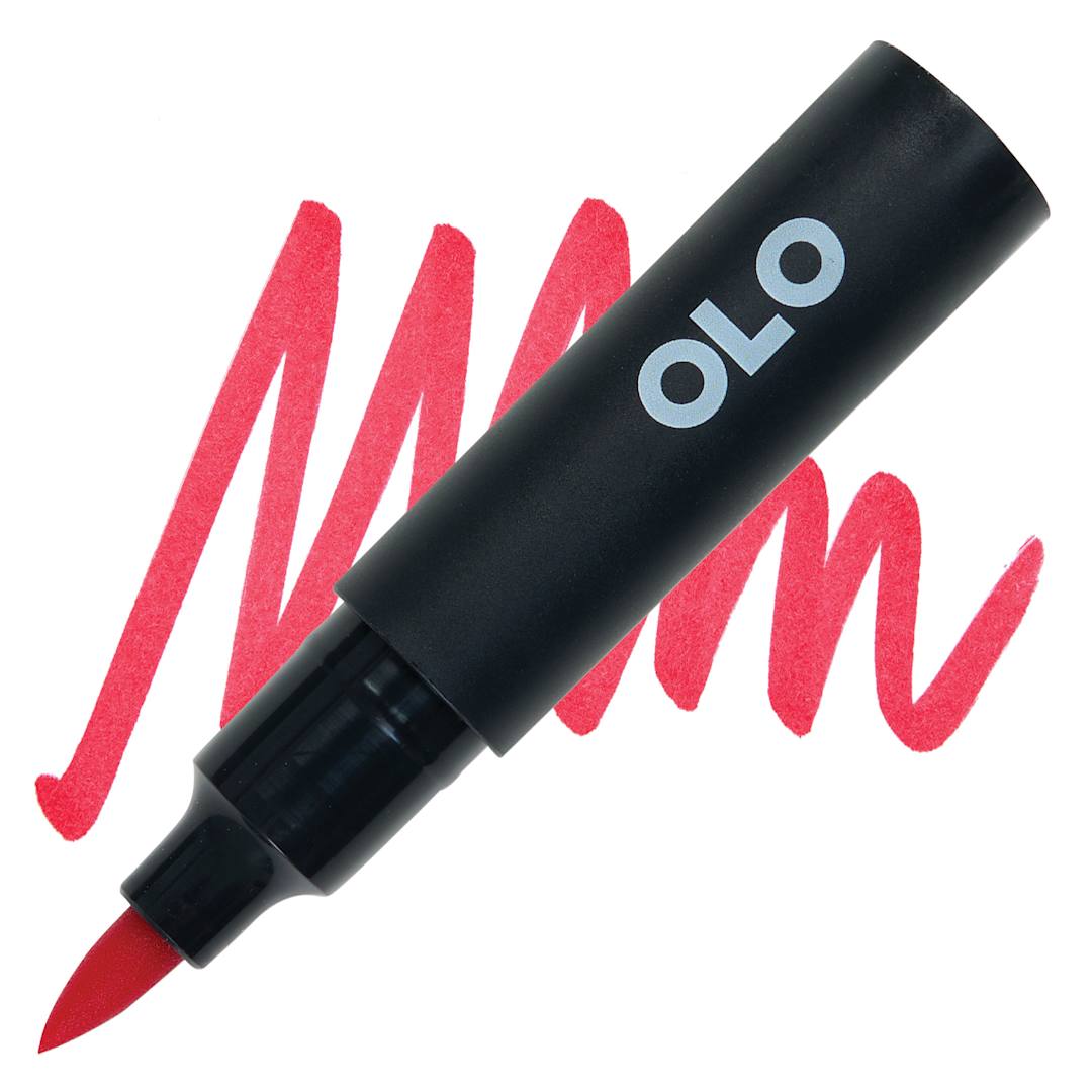 Open in modal - Olo Brush-Tip Half Marker - R1.5 Lingonberry marker and swatch