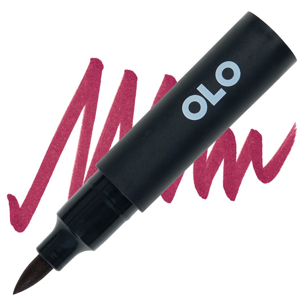 Open in modal - Olo Brush-Tip Half Marker - R5.7 Amaranth marker and swatch
