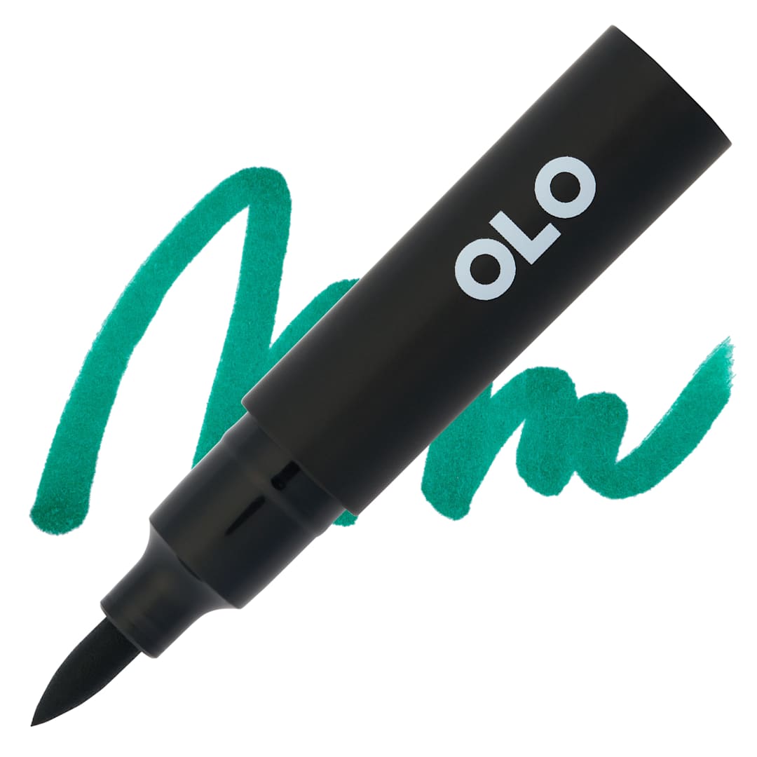 Open in modal - Olo Brush-Tip Half Marker - G0.6, Emerald - Marker and Swatch