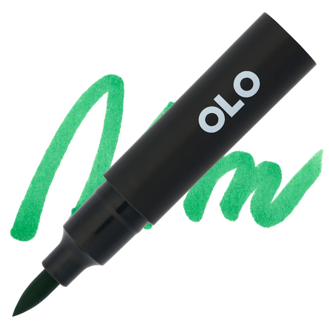 Open in modal - Olo Brush-Tip Half Marker - G1.5, Shamrock - Marker and Swatch