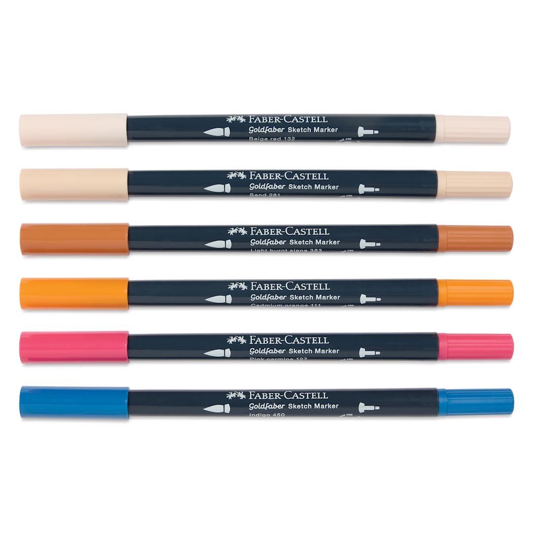 Open in modal - Faber-Castell Goldfaber Sketch Dual-Tip Markers - Manga, Set of 6, caps on