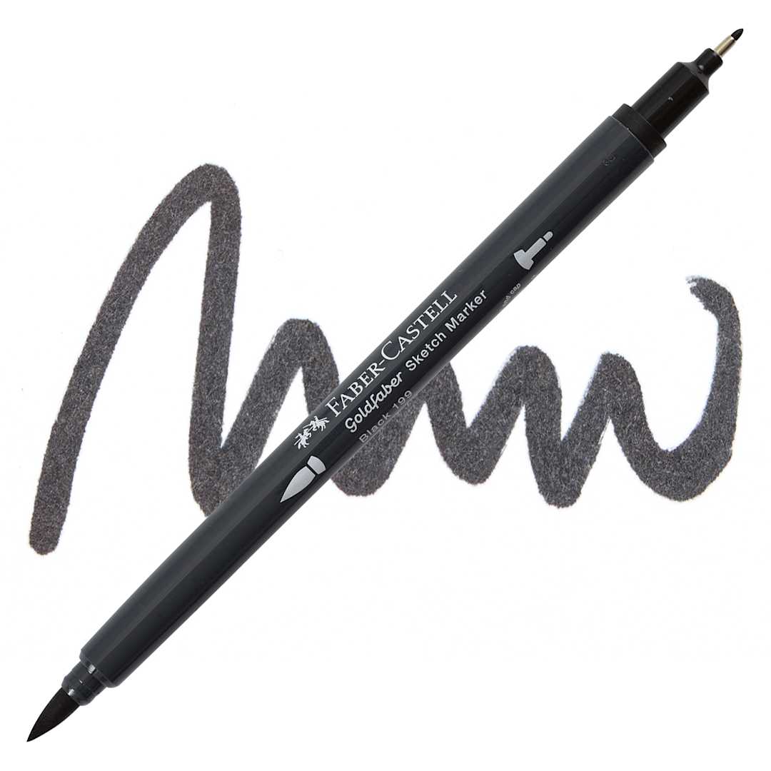 Open in modal - Faber-Castell Goldfaber Sketch Dual-Tip Marker - 199 Black, swatch and marker